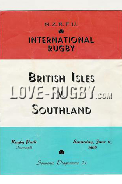 1966 Southland v British Isles  Rugby Programme
